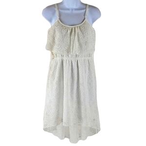 Almost famous white lace overlay high low dress